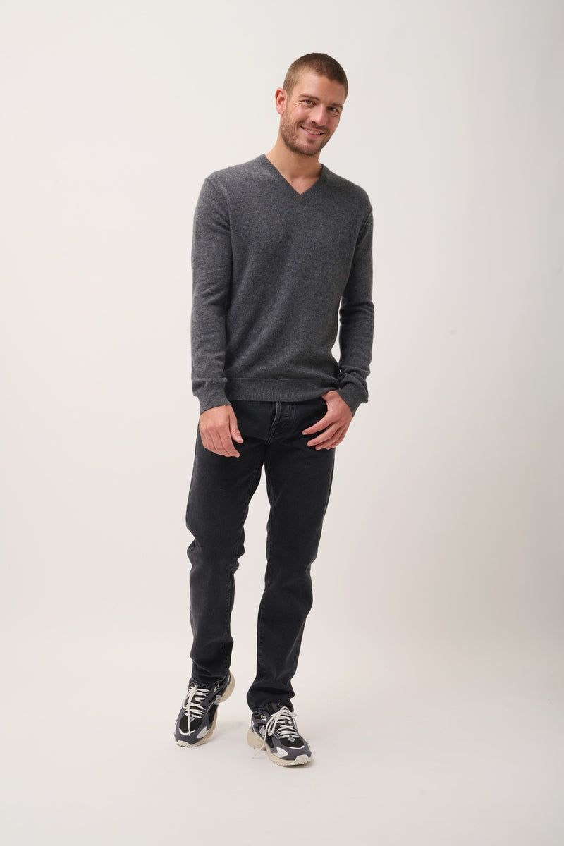 Pull Col V - Tom - Anthracite Chiné