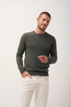 Pull Col Rond - Noe - Kaki Chiné
