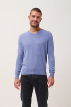 Pull Col V -Walt-100% Cachemire, 2 Fils-Sky Chiné-Homme
