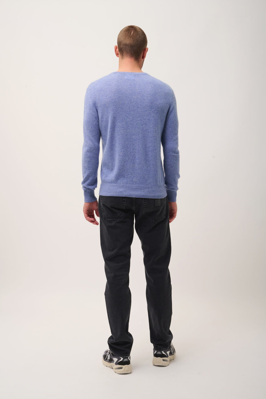 Pull Col V -Walt-100% Cachemire, 2 Fils-Sky Chiné-Homme