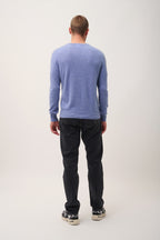 Pull Col V -Walt-100% Cachemire, 2 Fils-Sky Chiné-Homme