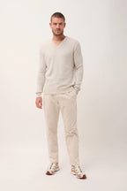 Pull Col V 4 Fils - Nathan  - Gris Perle Chiné