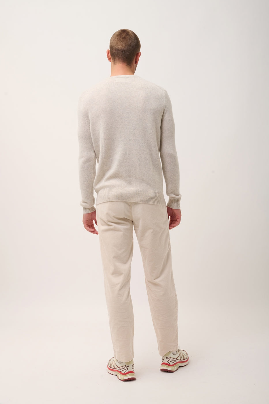 Pull Col V 4 Fils - Nathan  - Gris Perle Chiné