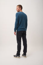 V-Neck 4-Ply Jumper-Nathan -100% Cashmere, 4 Ply-Teal Marl-Men