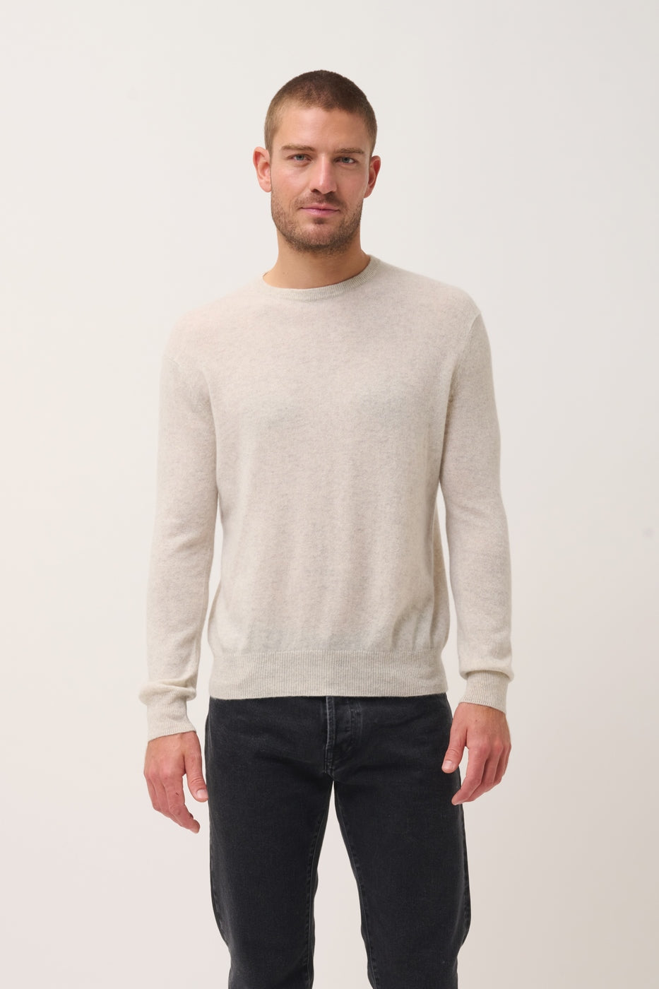 Pull Col Rond - Howard - Gris Perle Chiné