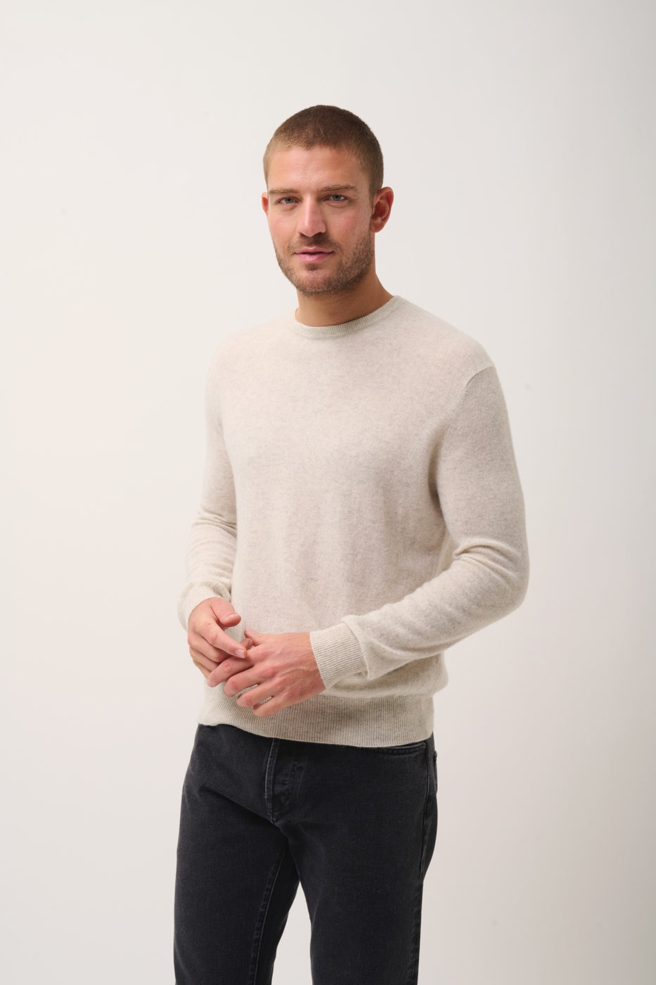 Pull Col Rond - Howard - Gris Perle Chiné