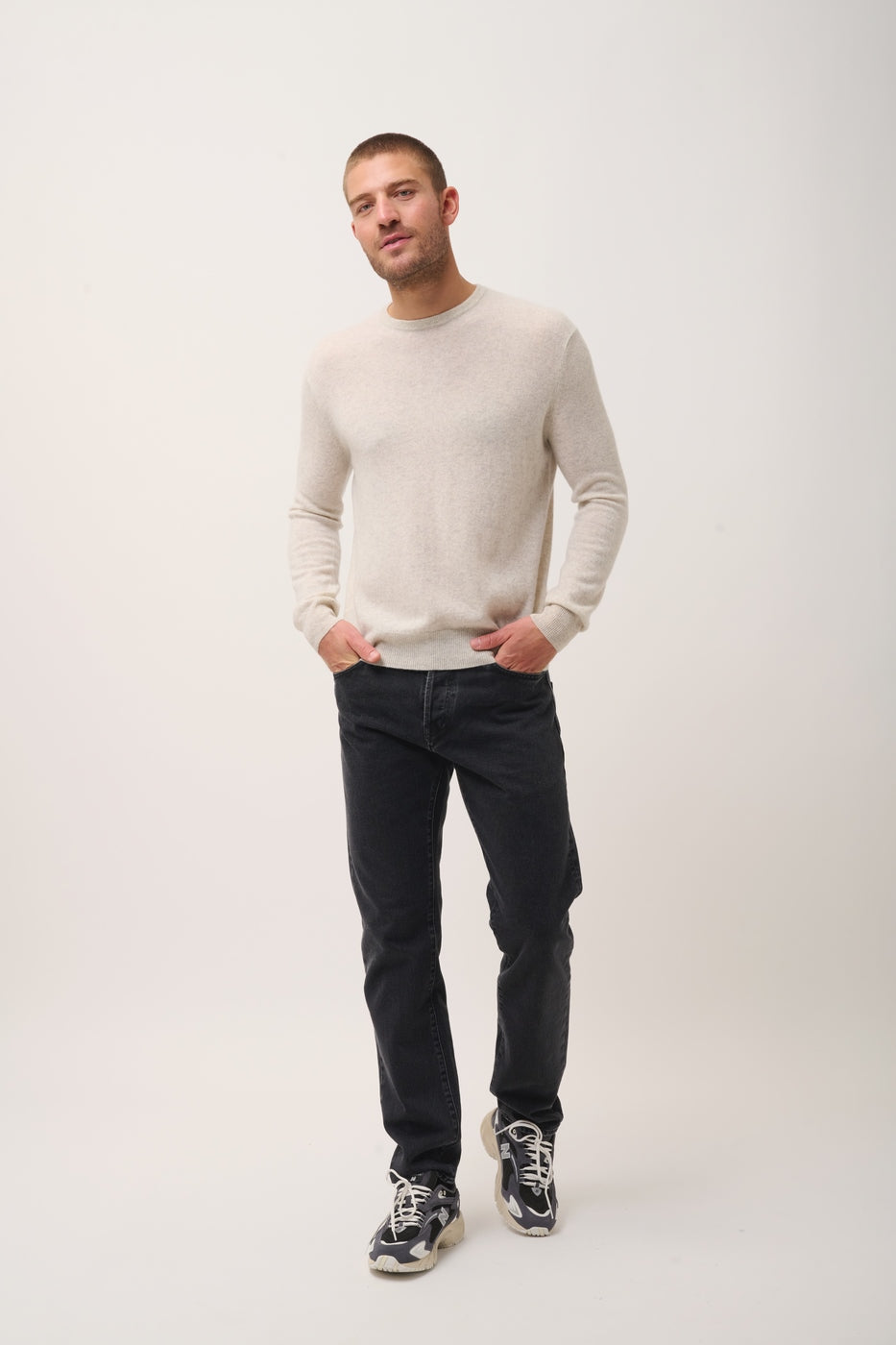 Pull Col Rond - Howard - Gris Perle Chiné