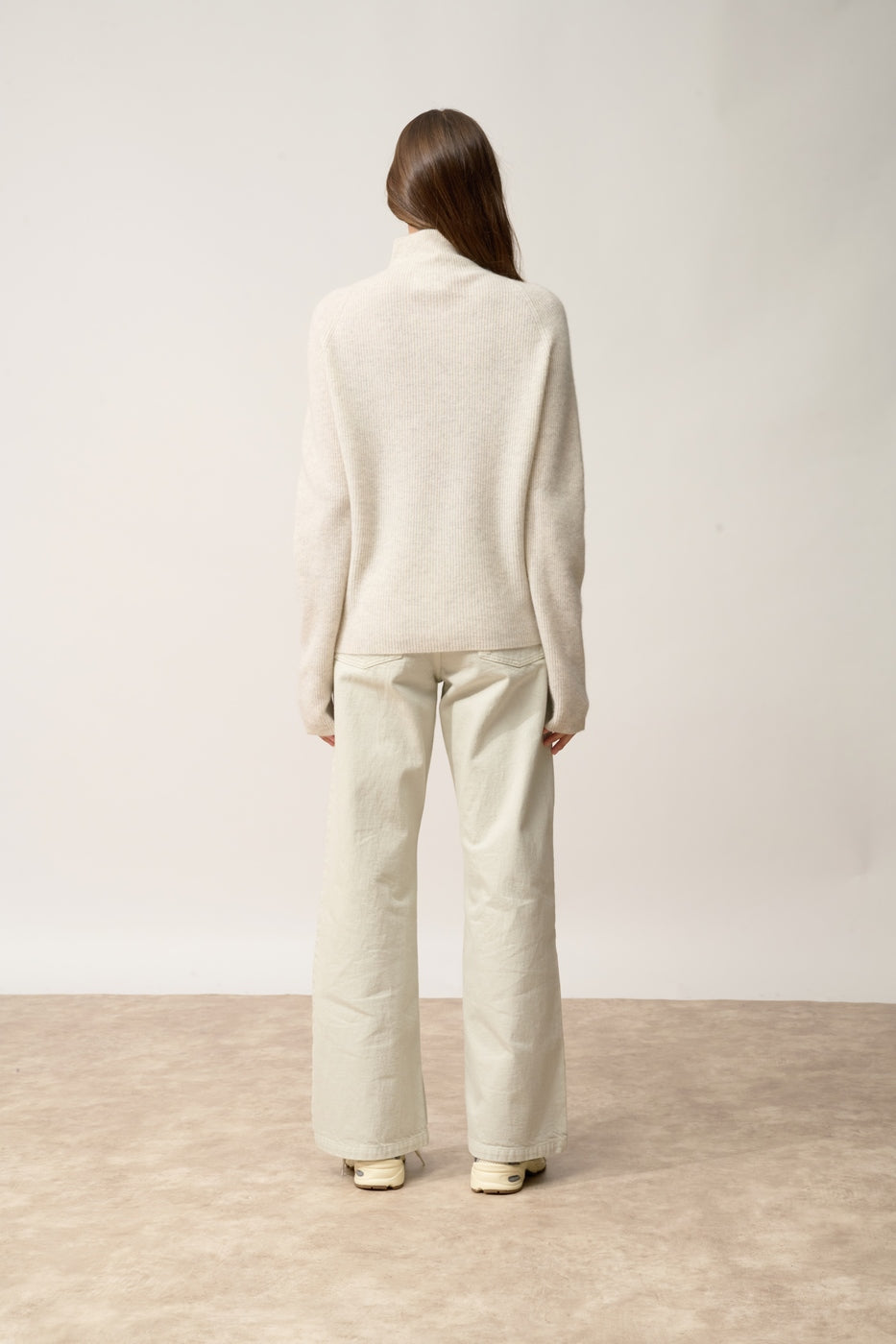 Pull Col Montant-Alyssa-100% Cachemire, 2 Fils-Gris Perle Chiné-Femme