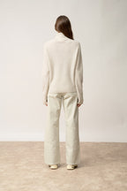 Pull Col Montant-Alyssa-100% Cachemire, 2 Fils-Gris Perle Chiné-Femme