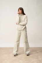 Pull Col Montant-Alyssa-100% Cachemire, 2 Fils-Gris Perle Chiné-Femme