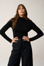 Pull Col Montant 4 Fils-Sunneva-100% Cachemire, 4 Fils-Noir-Femme