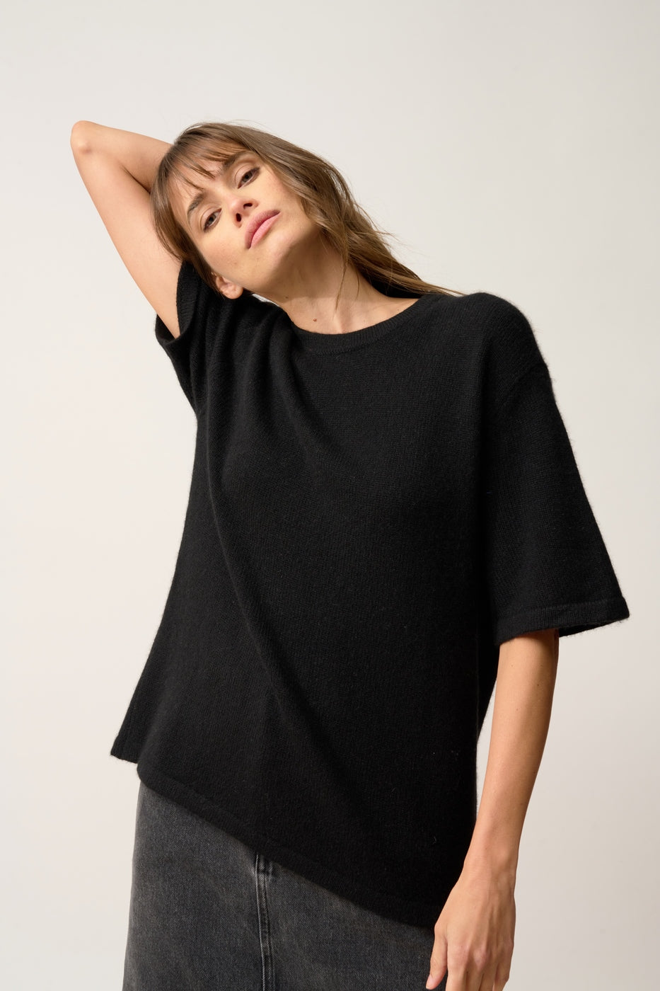 T-Shirt Col Rond 4 Fils - Carla - Noir