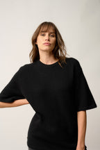 T-Shirt Col Rond 4 Fils - Carla - Noir