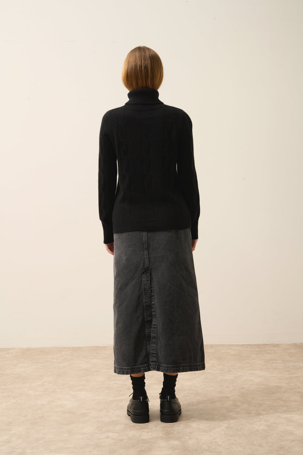 Just Cashmere - Pull Col Roulé Estelle - 100% Cachemire 4 Fils - Noir - Femme