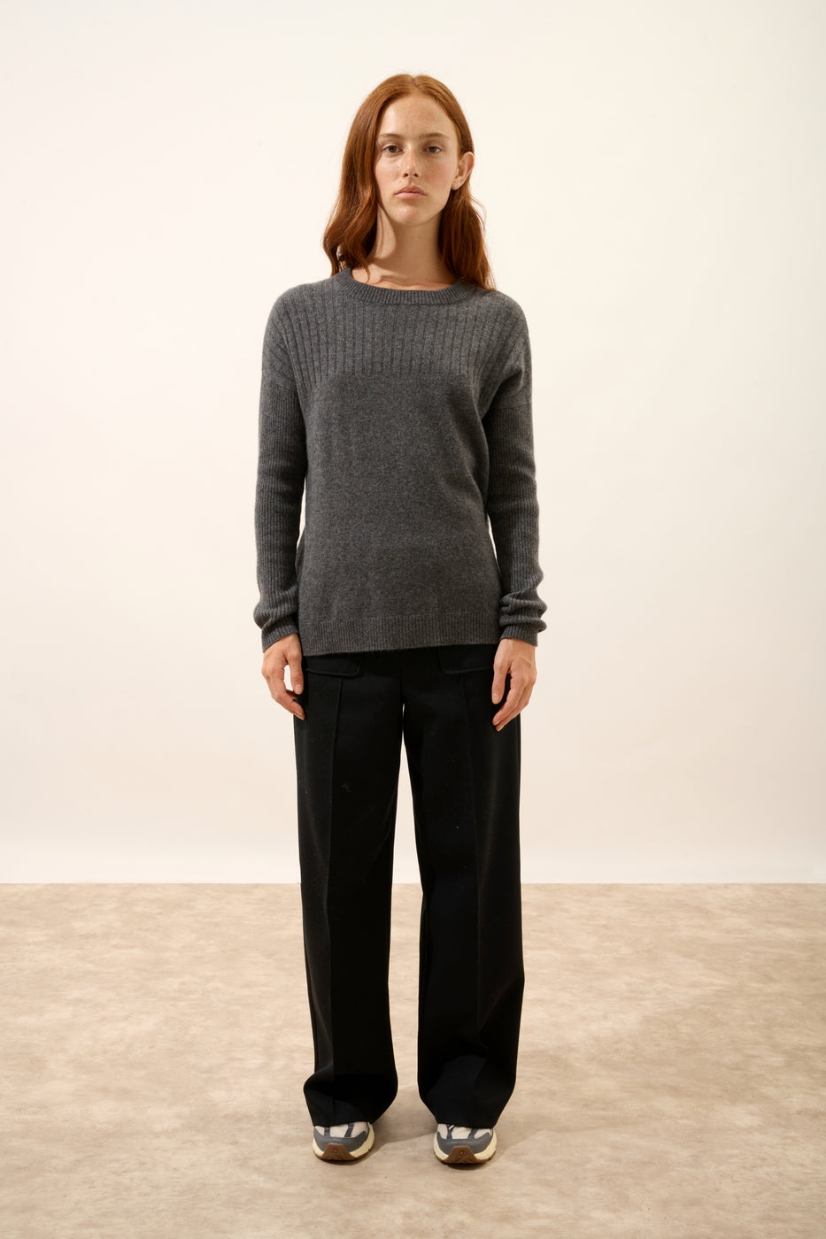 Jersey Cuello Redondo - Daria - Antracita Jaspeada