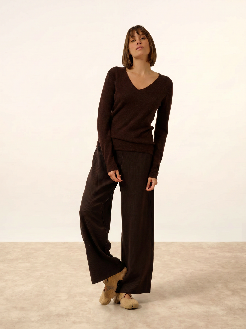 Pull Col V  Joan - Choco - Women