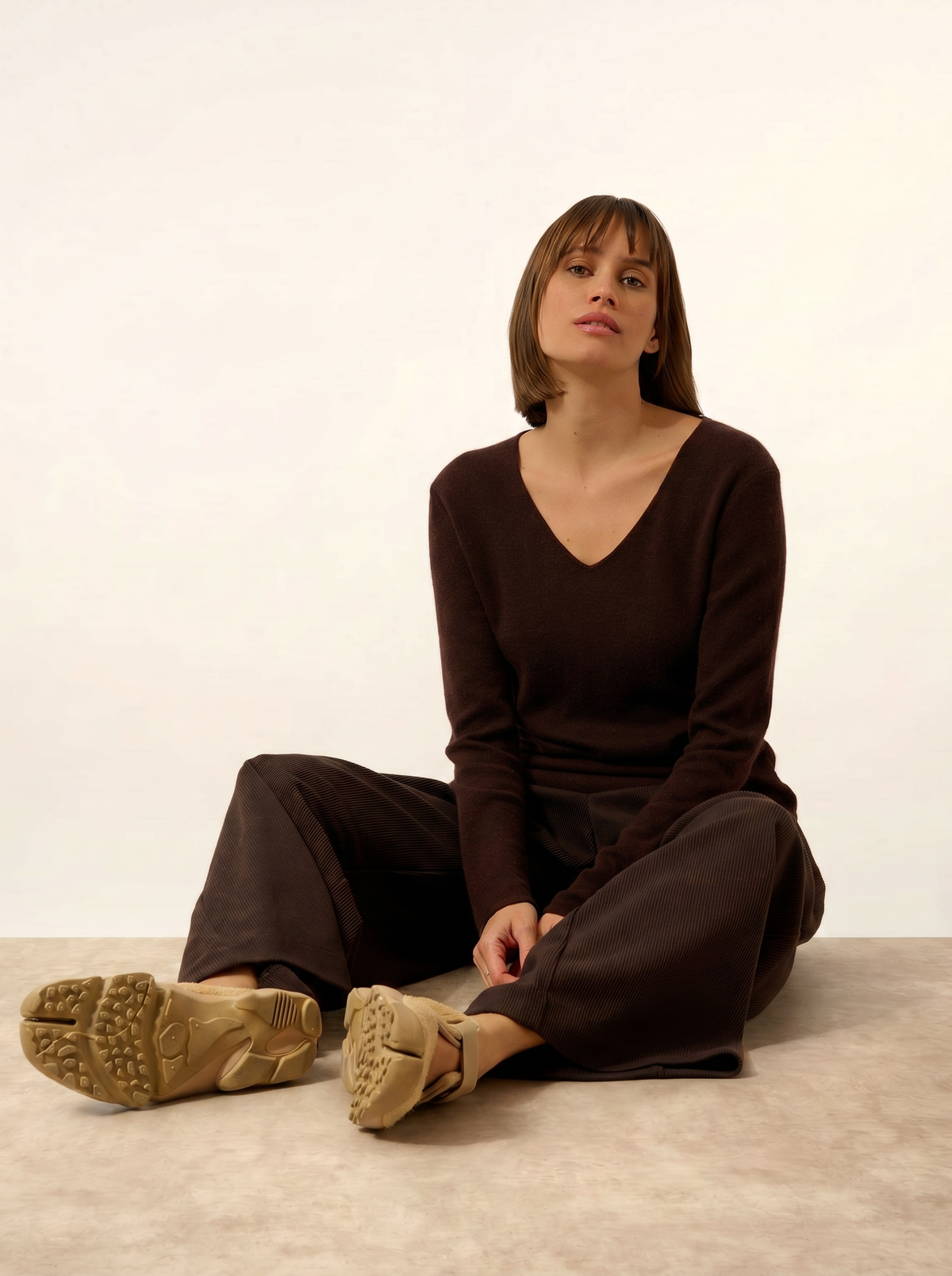 Pull Col V  Joan - Choco - Women