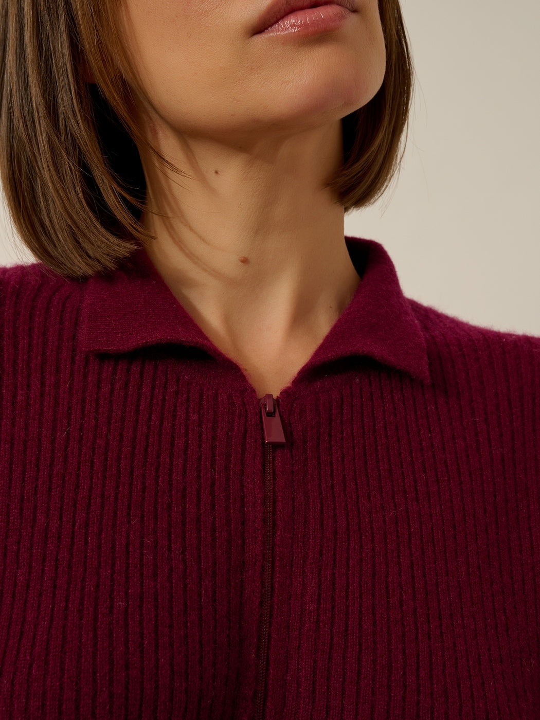 Polo Cuello con Cremallera Mangas Largas - Kristjan - Burdeos