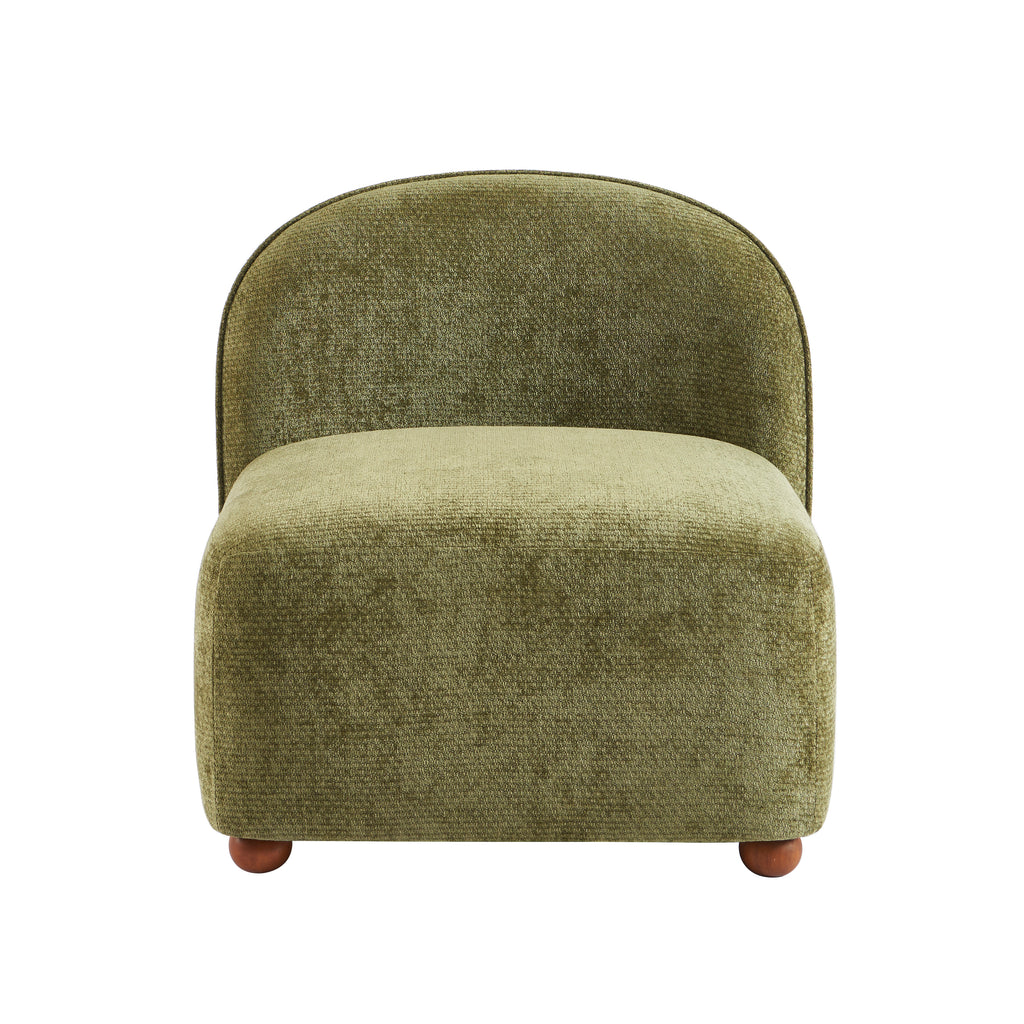 Judy - Armchairs - Chenille Fabric - Green Walnut-Stained Ball Feet