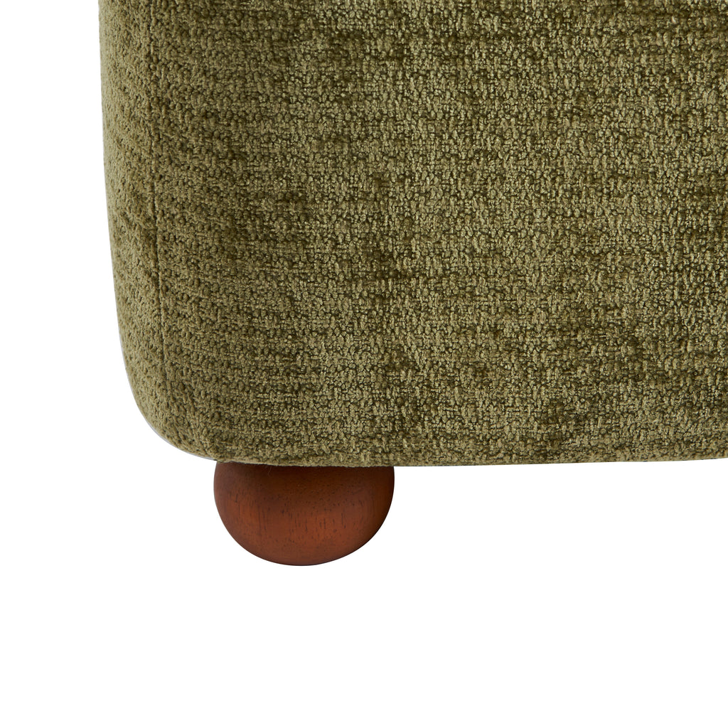Judy - Armchairs - Chenille Fabric - Green Walnut-Stained Ball Feet
