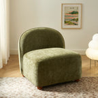 Judy - Armchairs - Chenille Fabric - Green Walnut-Stained Ball Feet