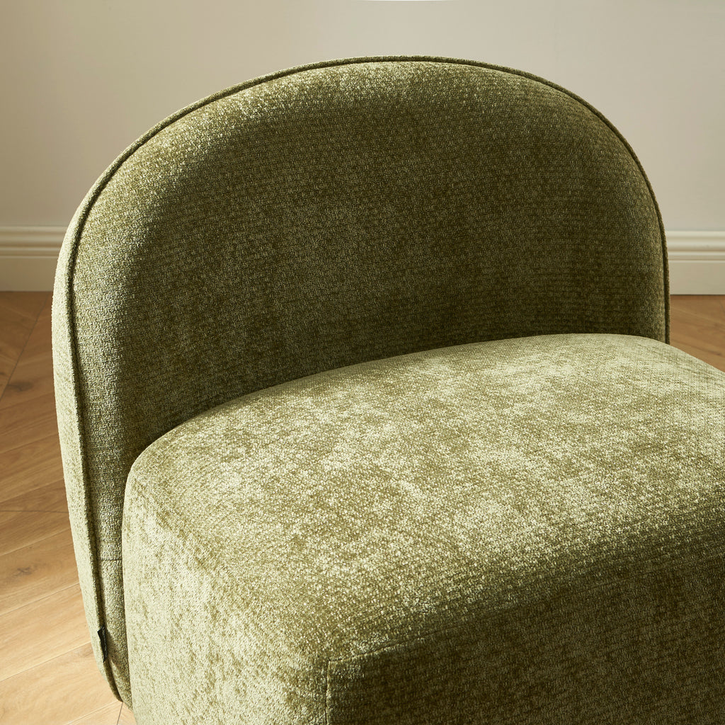 Judy - Armchairs - Chenille Fabric - Green Walnut-Stained Ball Feet