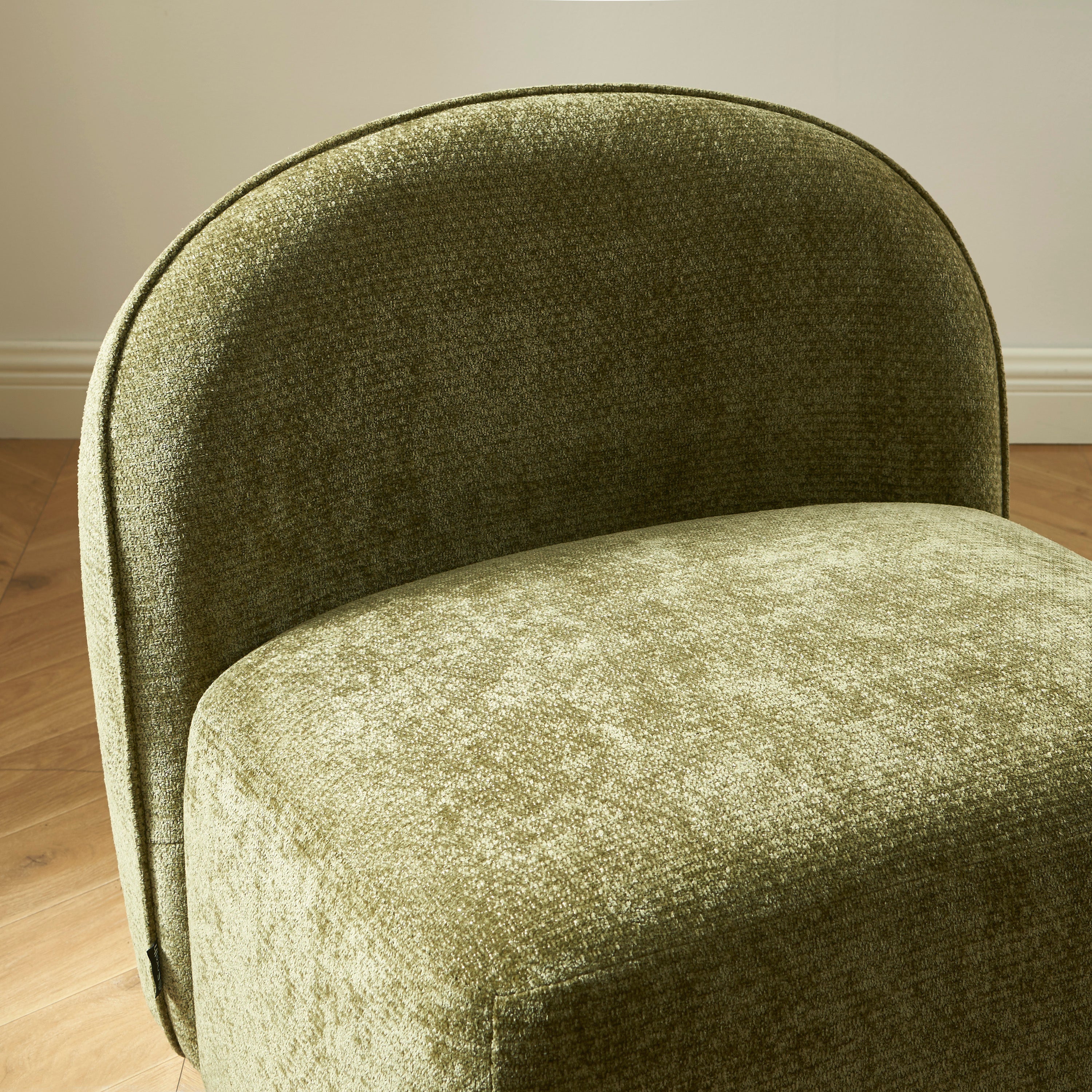 Judy - Armchairs - Chenille Fabric - Green Walnut-Stained Ball Feet