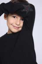 Pull Col Rond Etoile Coude Judy - Noir Multicolor Lurex - Enfant