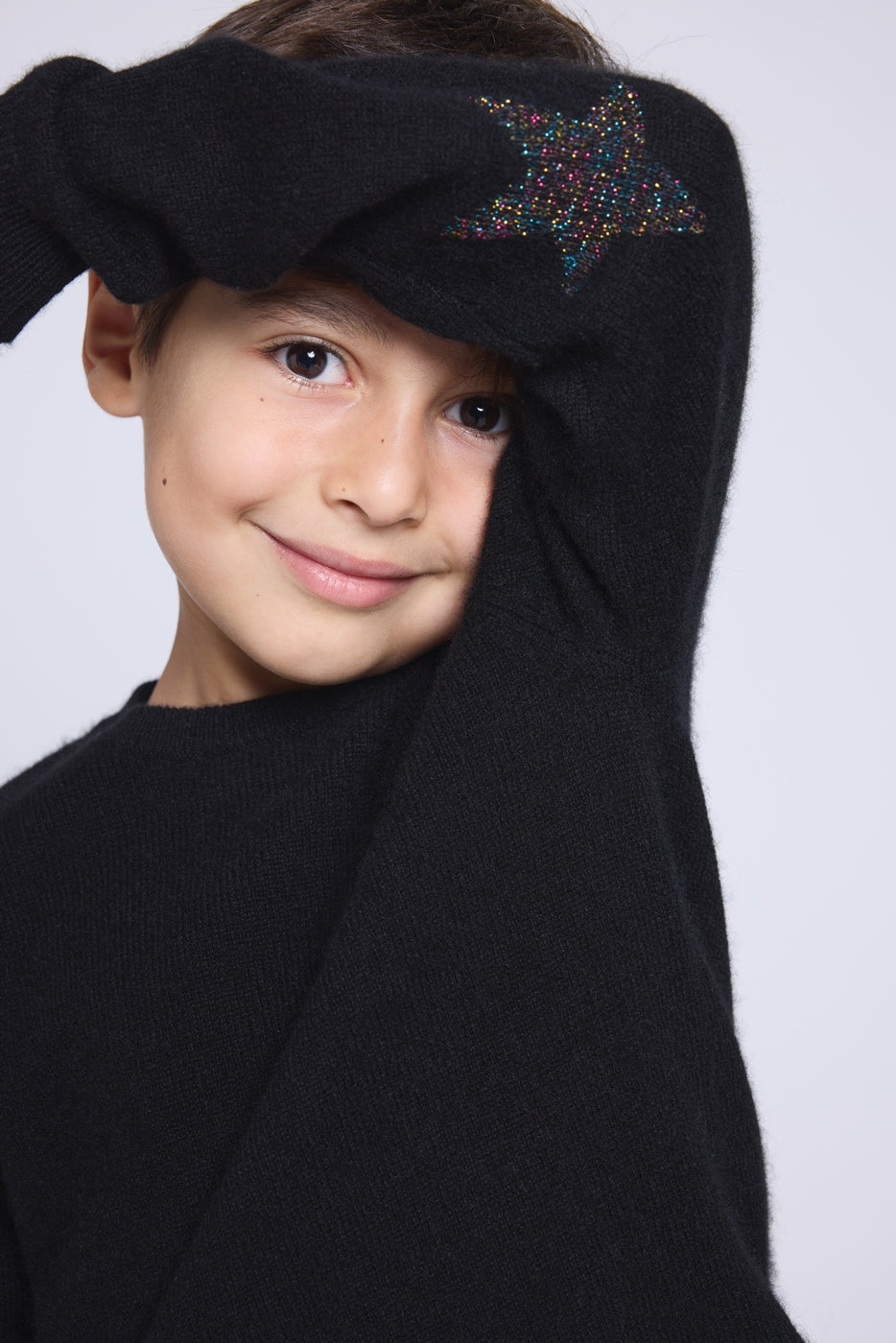Pull Col Rond Etoile Coude Judy - Noir Multicolor Lurex - Enfant