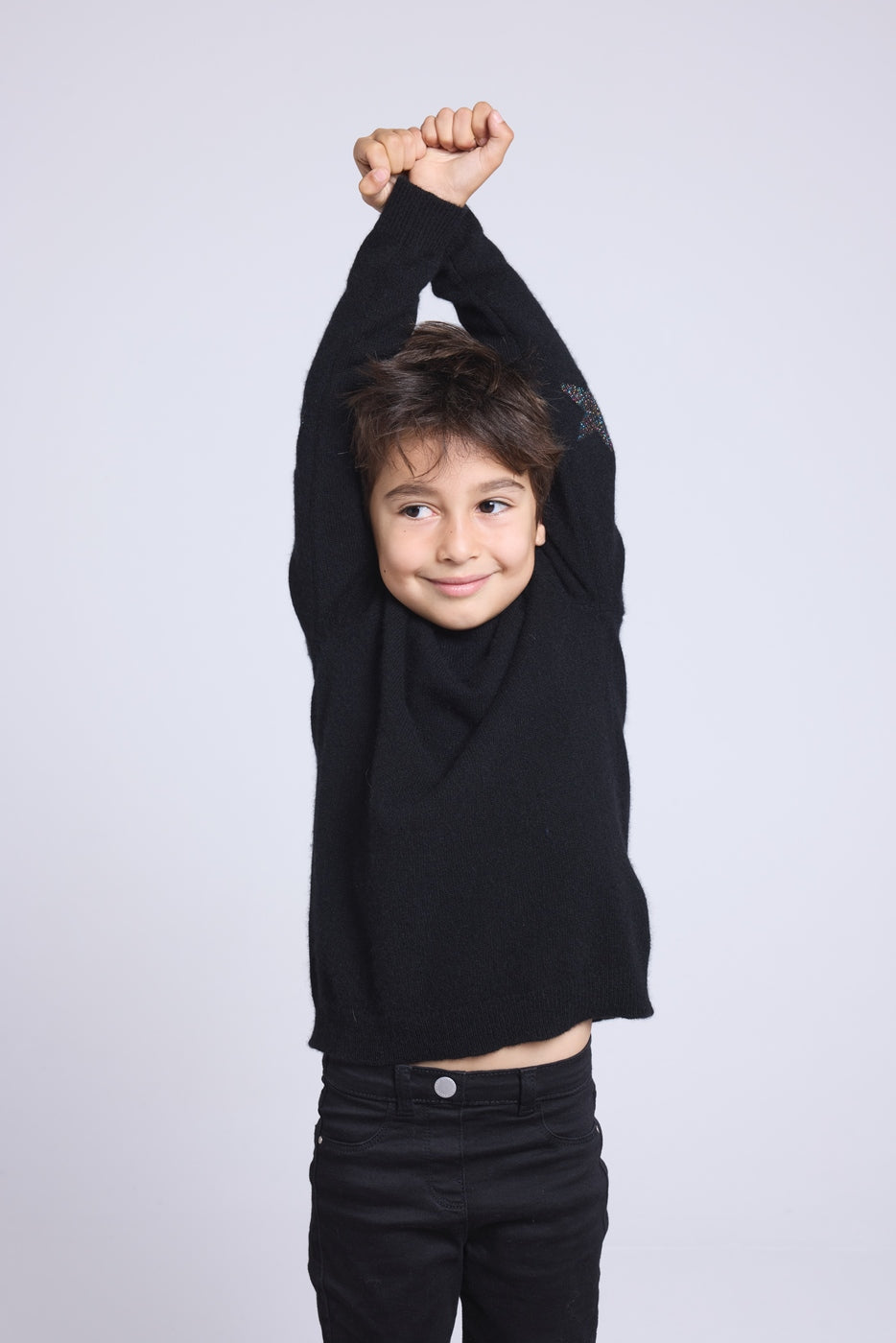 Pull Col Rond Etoile Coude Judy - Noir Multicolor Lurex - Enfant