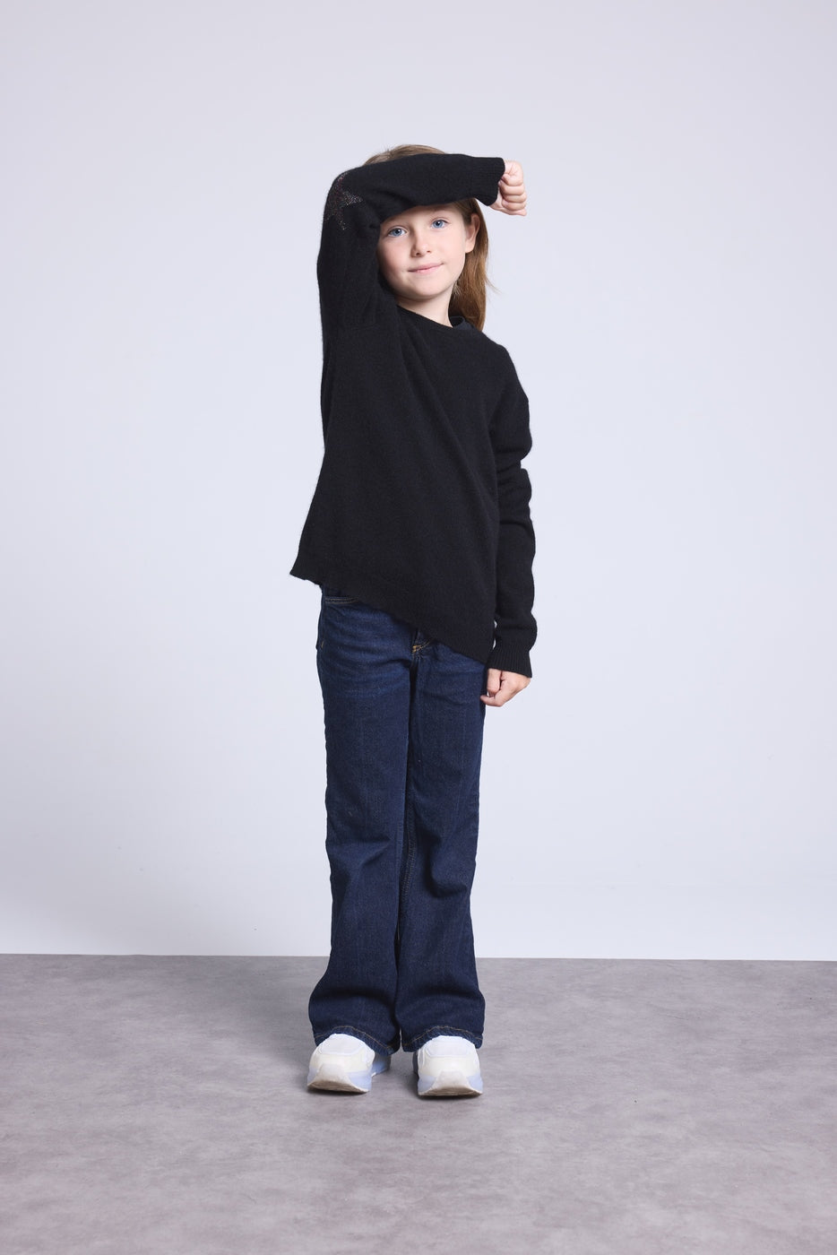 Pull Col Rond Etoile Coude Judy - Noir Multicolor Lurex - Enfant
