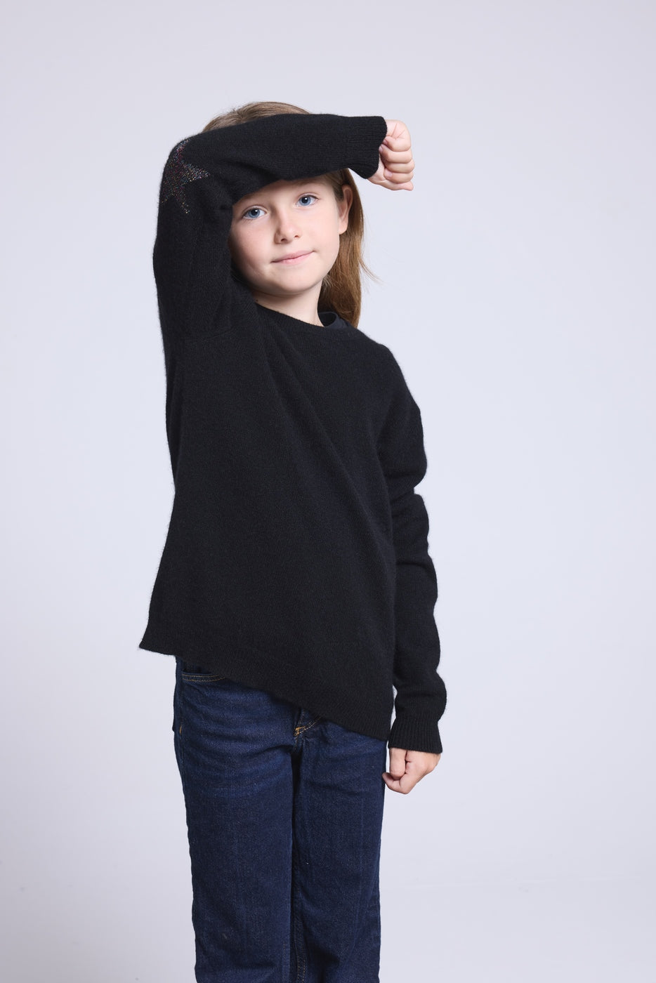 Pull Col Rond Etoile Coude Judy - Noir Multicolor Lurex - Enfant