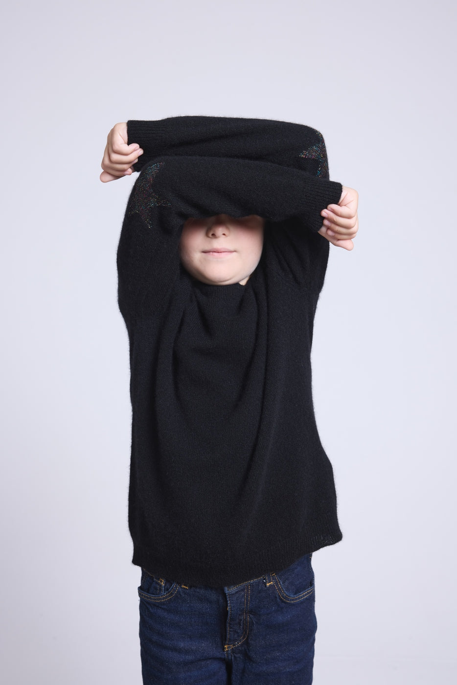 Pull Col Rond Etoile Coude Judy - Noir Multicolor Lurex - Enfant
