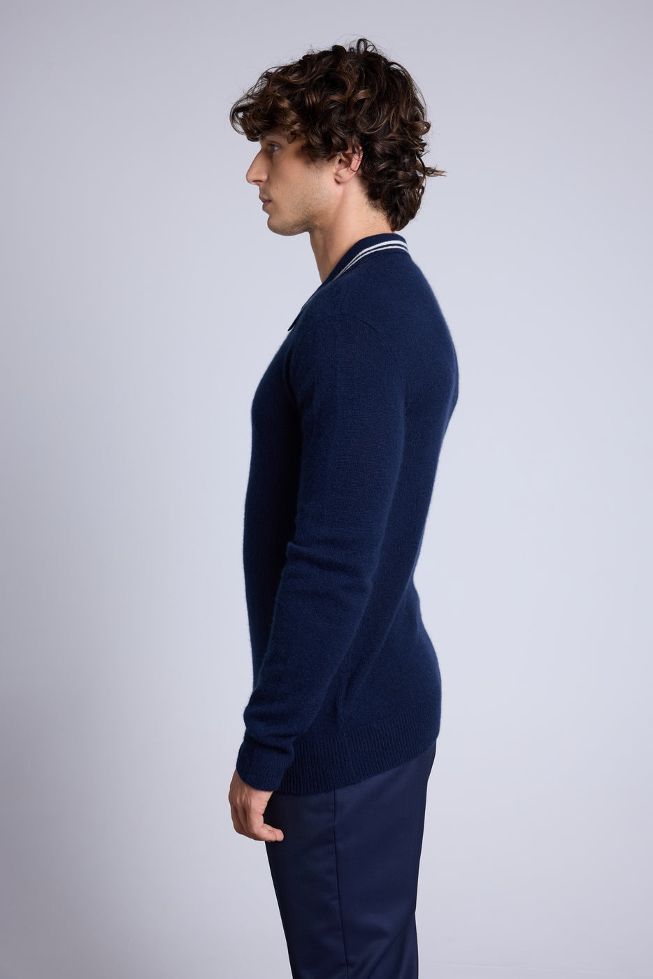 Jersey de cuello polo a rayas Jules - Azul marino y blanco - Hombre