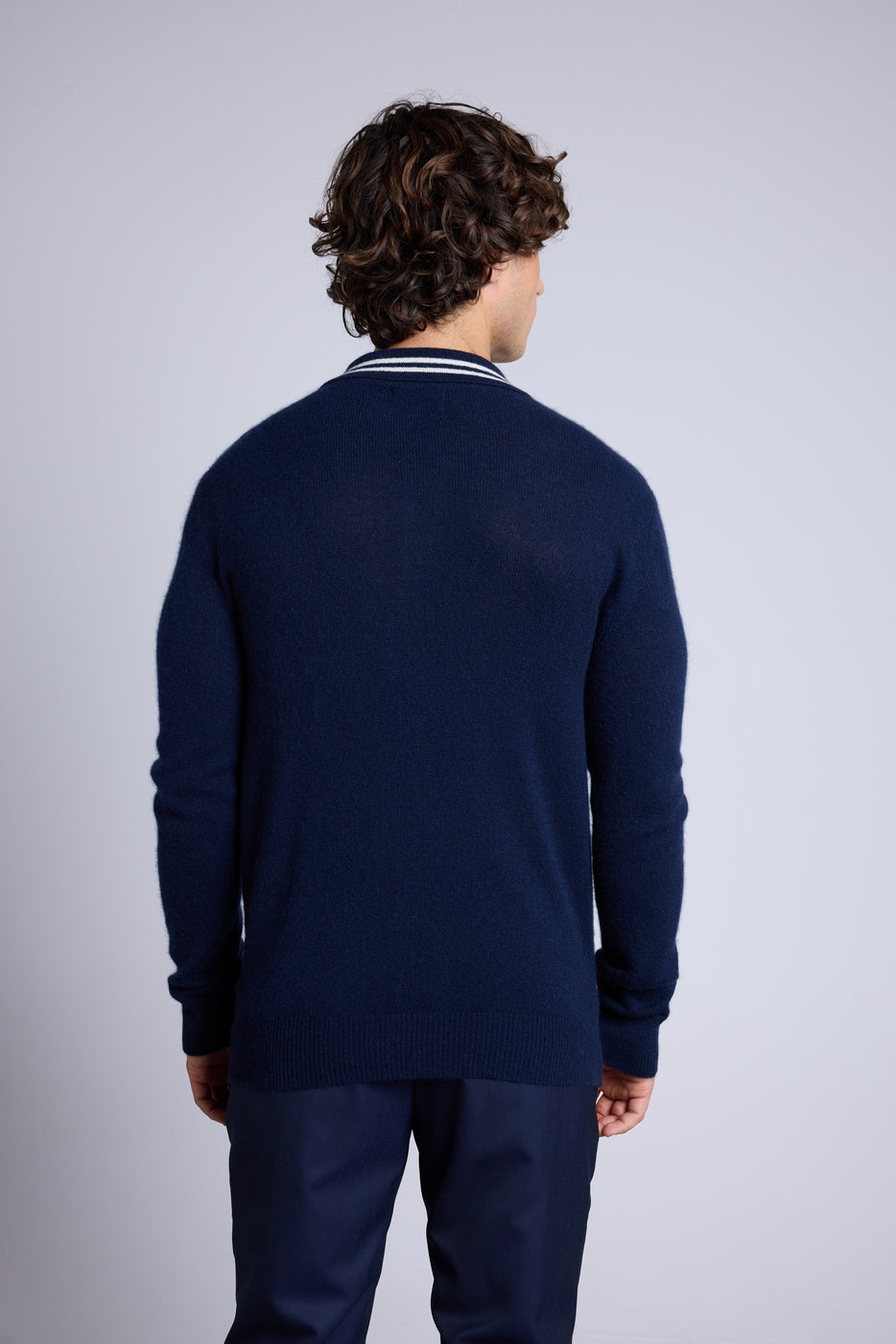 Jersey de cuello polo a rayas Jules - Azul marino y blanco - Hombre