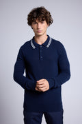 Jersey de cuello polo a rayas Jules - Azul marino y blanco - Hombre