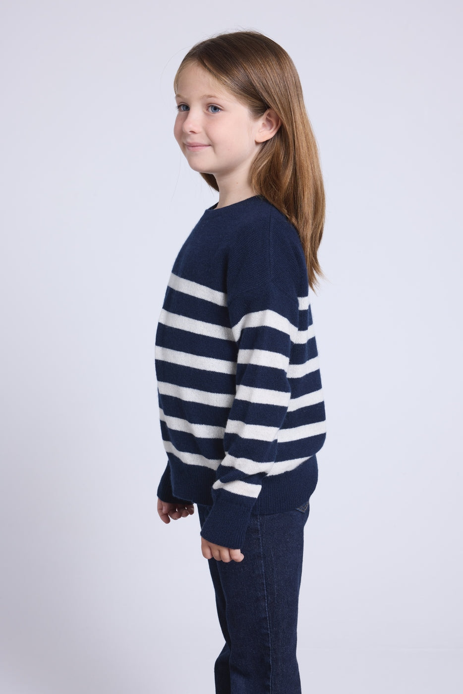 Pull Col Rond Col Rond Mariniere June - Bleu Marine Blanc - Enfant