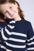 Pull Col Rond Col Rond Mariniere June - Bleu Marine Blanc - Enfant