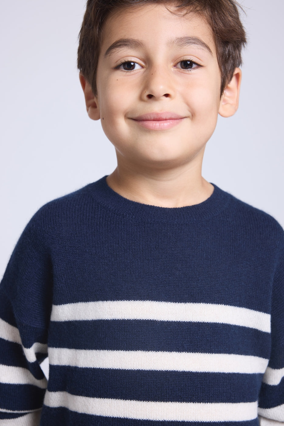Pull Col Rond Col Rond Mariniere June - Bleu Marine Blanc - Enfant