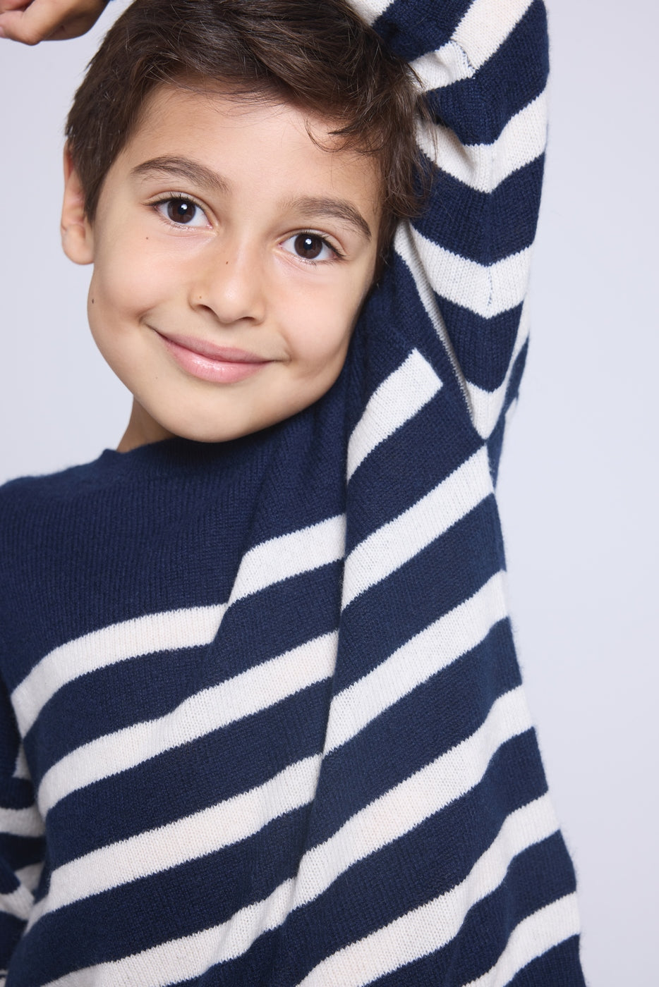 Pull Col Rond Col Rond Mariniere June - Bleu Marine Blanc - Enfant