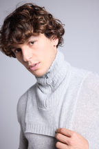 Collo con Zip Justine - Grigio Chiaro - Unisex - 100% Cashmere