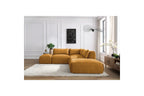 Jeanne - Fixed Modular Corner Sofa - Velvet Fabric with 2 Armless Chairs, 1 Corner Unit and 2 Pouffes