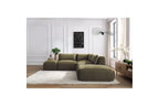 Jeanne - Fixed Modular Corner Sofa - Velvet Fabric with 2 Armless Chairs, 1 Corner Unit and 2 Pouffes