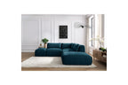 Jeanne - Fixed Modular Corner Sofa - Velvet Fabric with 2 Armless Chairs, 1 Corner Unit and 2 Pouffes