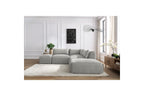 Jeanne - Fixed Modular Corner Sofa - Velvet Fabric with 2 Armless Chairs, 1 Corner Unit and 2 Pouffes