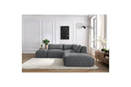 Jeanne - Fixed Modular Corner Sofa - Velvet Fabric with 2 Armless Chairs, 1 Corner Unit and 2 Pouffes