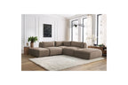Jeanne - Fixed Modular Corner Sofa - Velvet Fabric with 2 Armless Chairs, 1 Corner Unit and 2 Pouffes