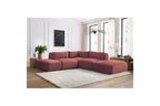 Jeanne - Fixed Modular Corner Sofa - Velvet Fabric with 2 Armless Chairs, 1 Corner Unit and 2 Pouffes