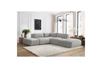 Jeanne - Fixed Modular Corner Sofa - Velvet Fabric with 2 Armless Chairs, 1 Corner Unit and 2 Pouffes