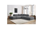 Jeanne - Fixed Modular Corner Sofa - Velvet Fabric with 2 Armless Chairs, 1 Corner Unit and 2 Pouffes